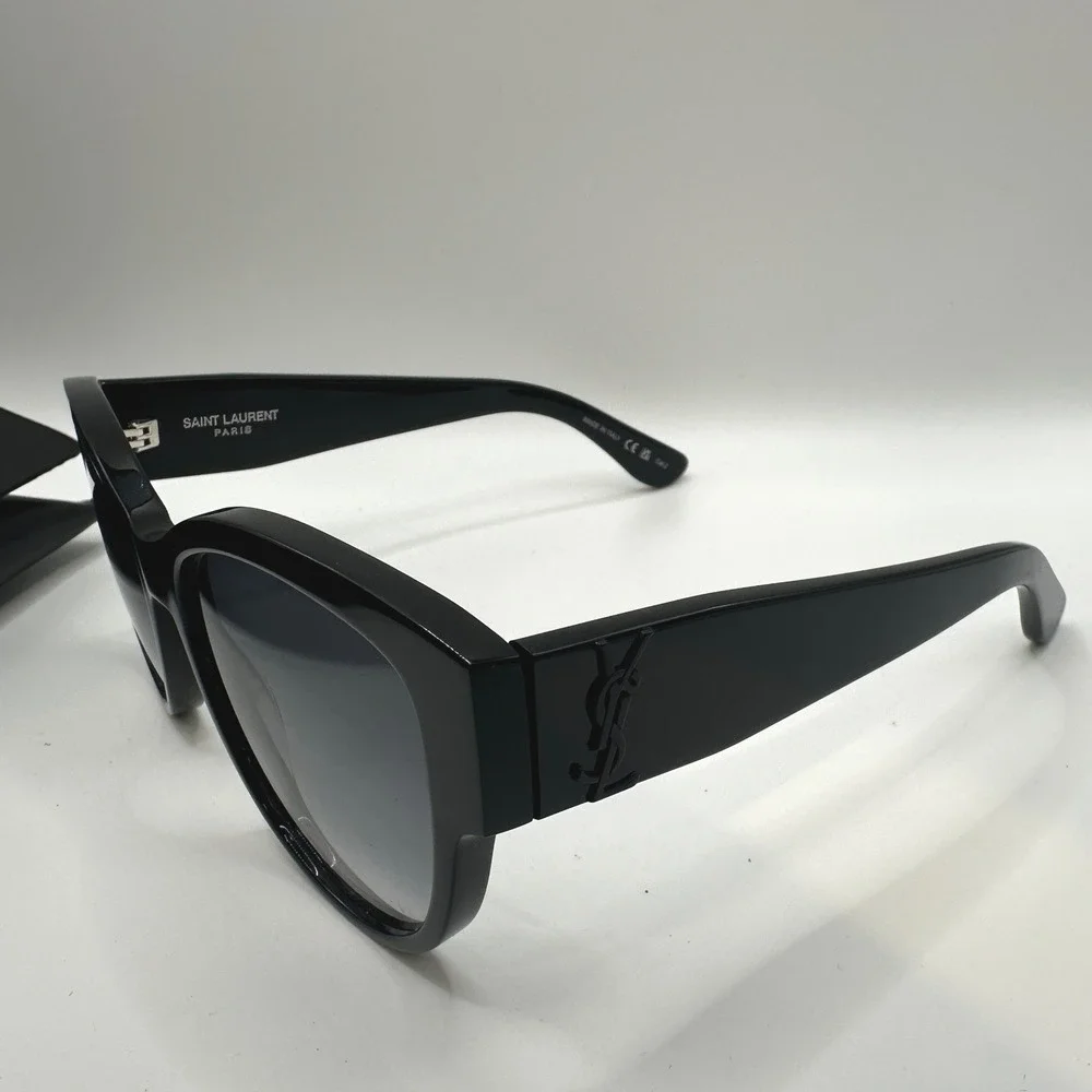 Saint Laurent SL M3 001 Black Cat Eye Sunglasses YSL Monogram Logo Italy Case